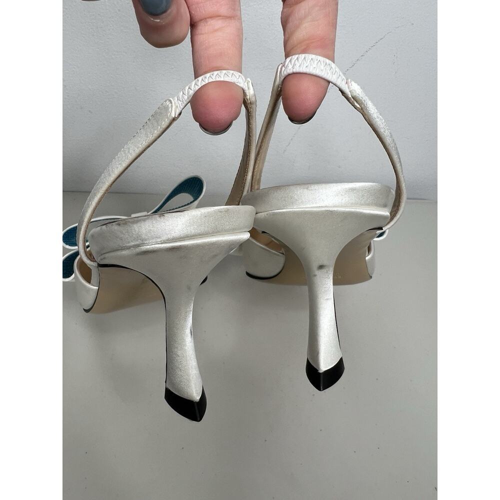 Mach & Mach White Le Cadeau Slingback Pumps Heels Women’s Size 39.5/40 - Picture 10 of 14